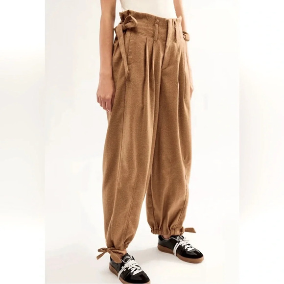 Free People Every Day's A Dream Wool Baggy Slouchy Tweed Trouser Pants XS NWOT